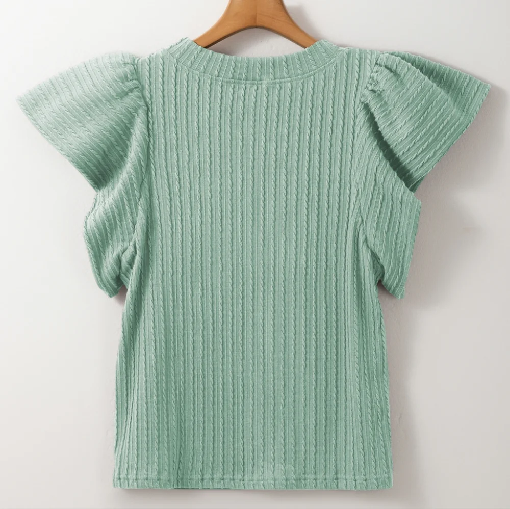 Sarah Flounce Sleeve Blouse - Gum Leaf - Picture 5 of 8